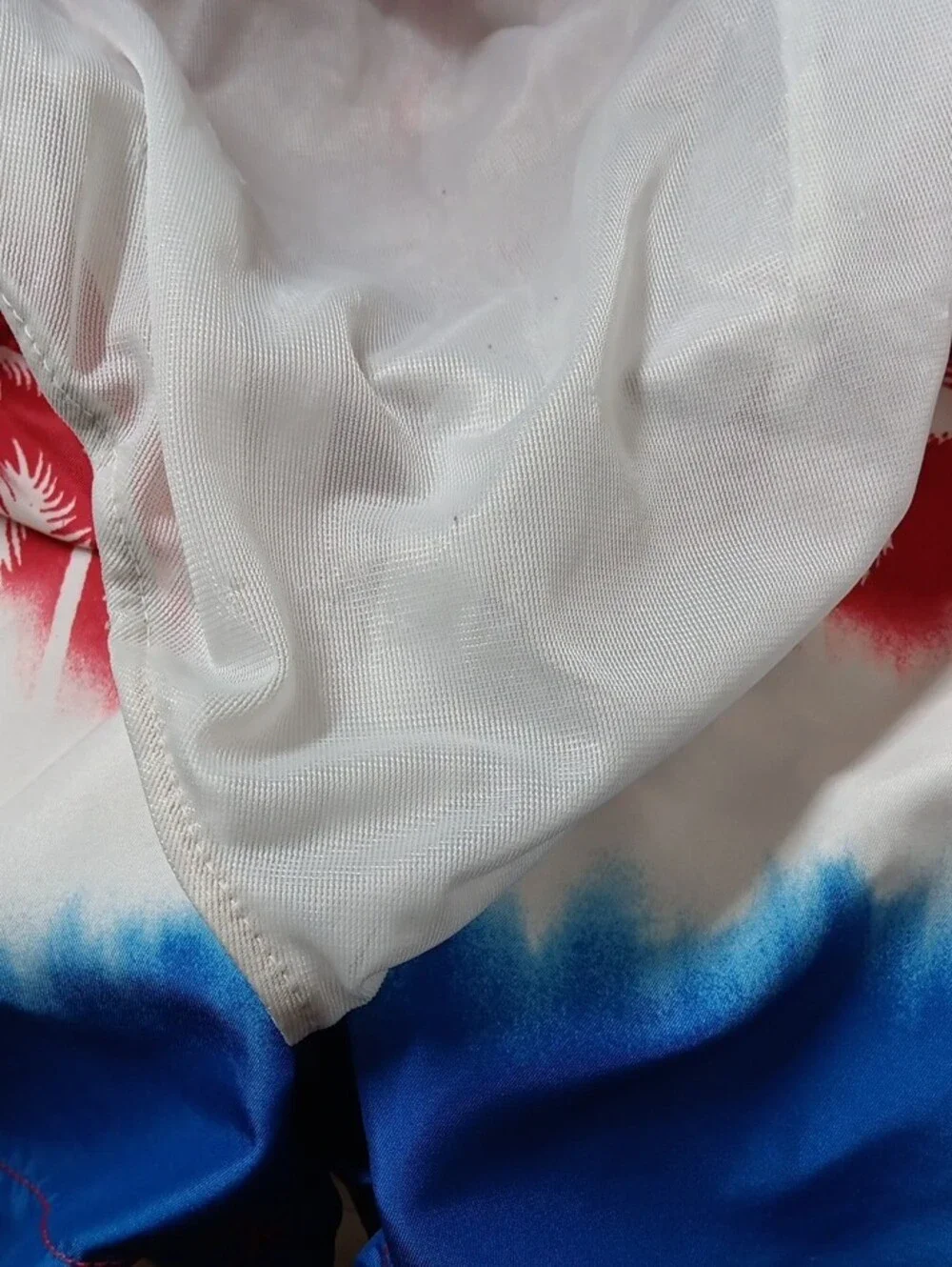 Old Navy Red, White & Blue Palm-Print Kids Swim Trunks